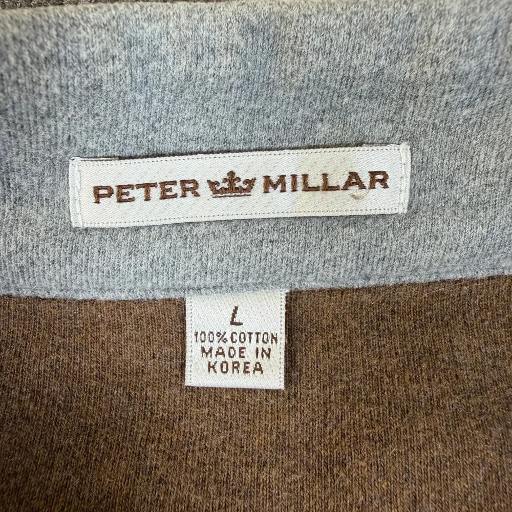 Peter Millar Mens Brown 100% Cotton Quarter Zip Pullover Sweater Large L #3340